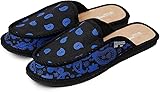 Bandana Paisley House Slippers, Indoor Comfort Shoes (Black & Royal, US Footwear Size System, Adult, Men, Numeric, Medium, 9)