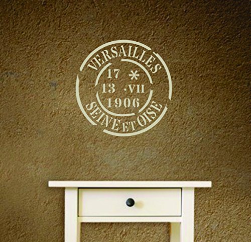 Paris Postmark Stencil, 8.5 X 8.5 Inch (L) - Vintage French Themed Word Stencils For Painting Template #TOP2