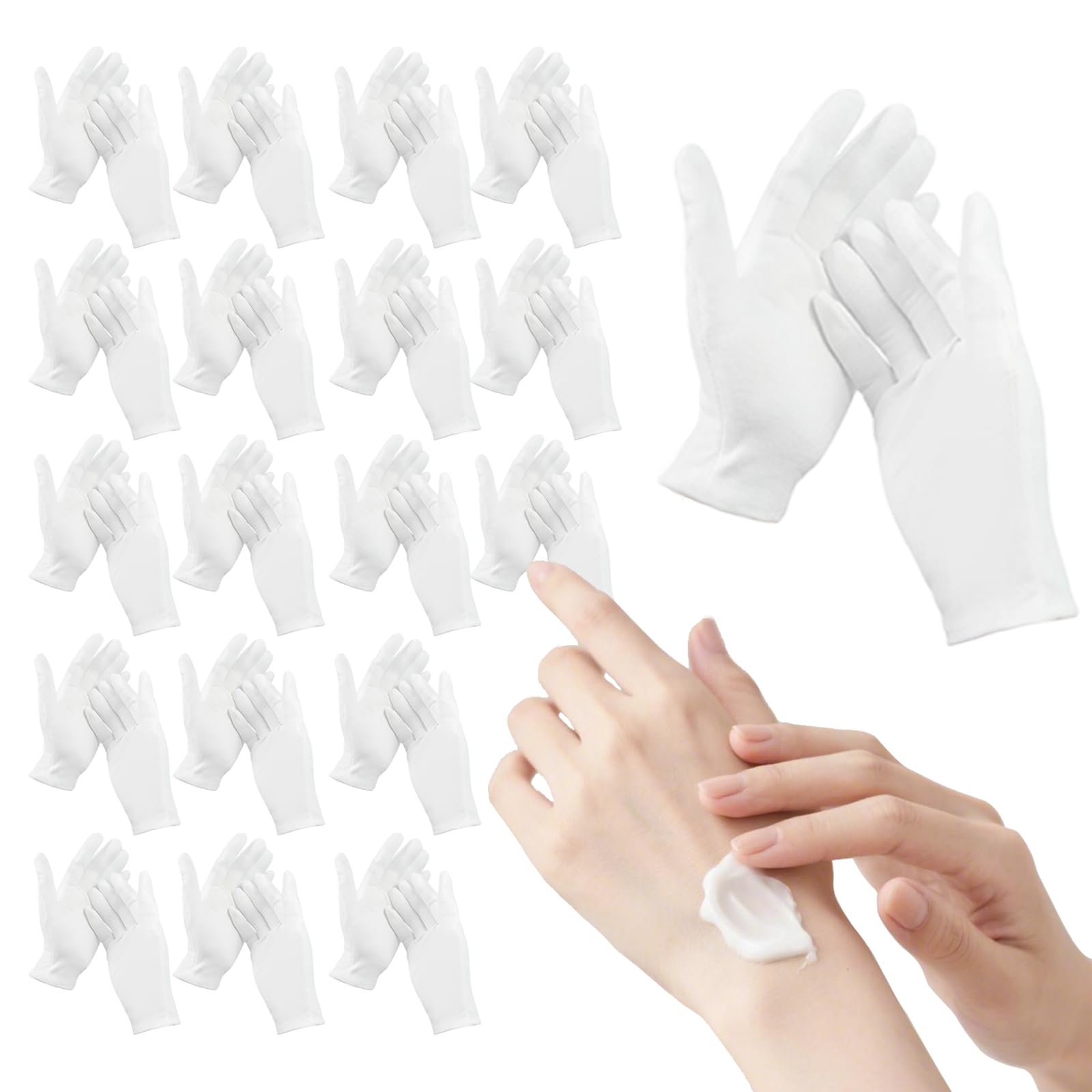 36PCS White Cotton Gloves, Sleeping Moisturizing Gloves for Women Dry Hands Sleeping, White Glove for Eczema Relief, Spa Care, Jewellery Inspection - One Size Fits Most
