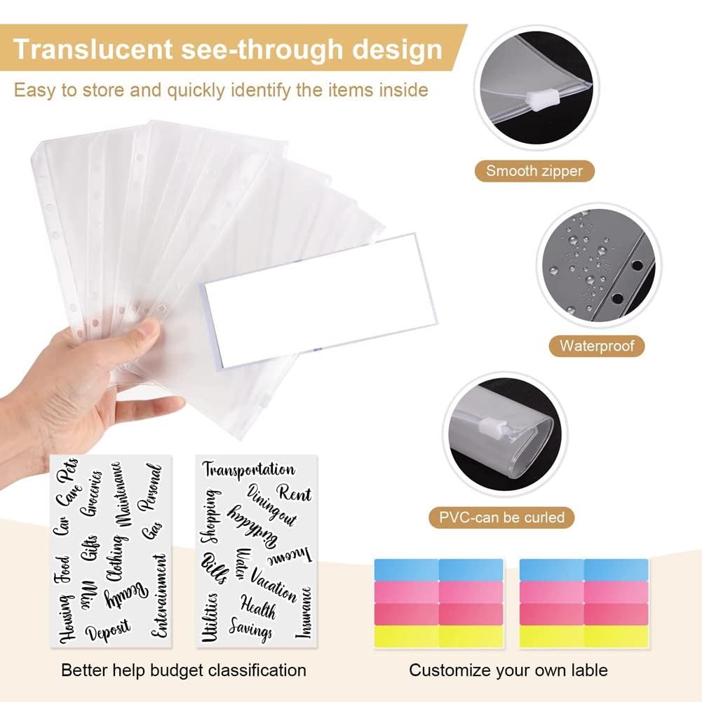 Lot de 45 classeurs budgétaires avec enveloppes à fermeture éclair, pour billets, cartes de coupon, planificateur budgétaire pour économiser de l'argent, enveloppes de trésorerie D - 3
