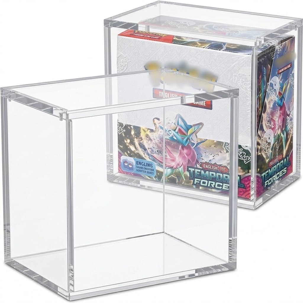2 Pack Acrylic Elite Trainer Box Case Display Stackable - 8 Strong Magnets, 8mm/5mm Reinforced Edges, Dust-Proof Collector Storage ETB Protector Case Compatible with Elite Trainer Boxes