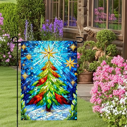 Image of BlissYard Christmas Christmas Tree Garden Flag 12x18 Inch Polyester