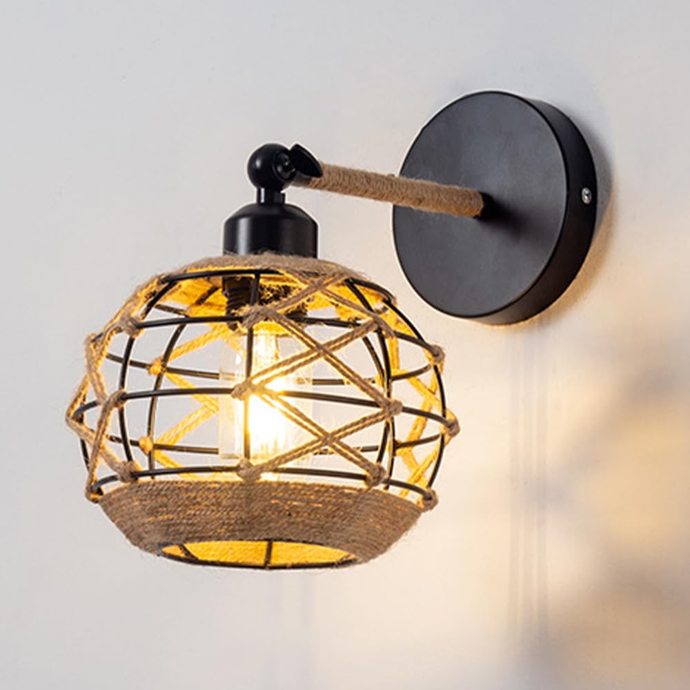SMCCYYSD Retro Wall Lamp Black Sconce Farmhouse Light Hardwired Sconces Lighting, Vintage Mount Lights for Living Room Bedroom Restaurant E27 Bedside Lamps