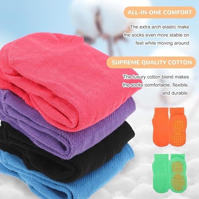 WKLOUYHE Anti-slip Athletic for Kids Youth Grip Soccer Sock Toddler Non-slip Slipper Sock Skid Sports sock for Football Basketball Yoga_Multicolour(6-12Months)_Pack-06 1