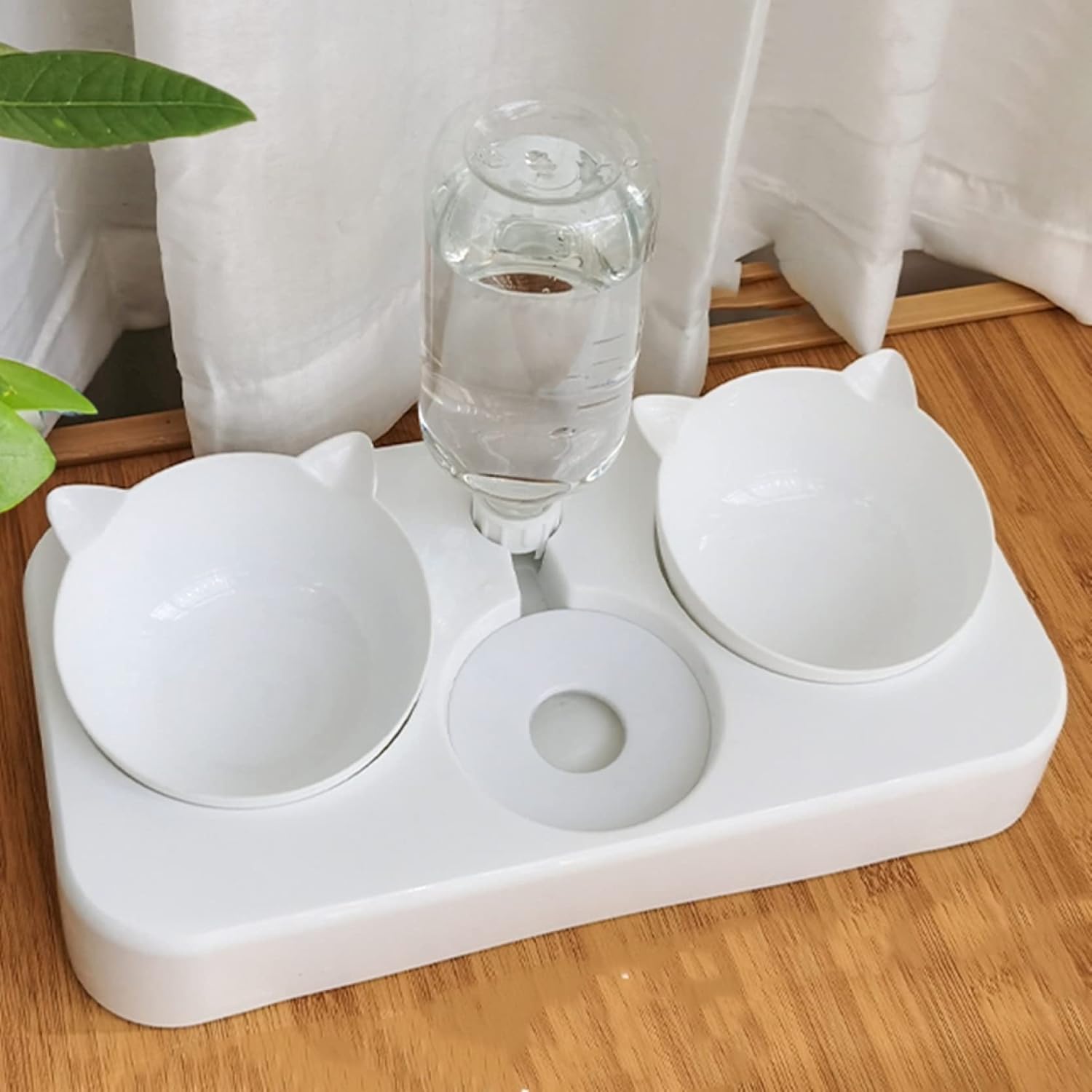 3円 高品質の人気 ペットボウル 猫 犬 食器 餌入れ 自動給水 フードボウル プラスチック 調整可能な角度 食べやすい 取り外し可能 可愛い えさ皿 15度の傾斜 ご飯台 ボウル2個 小型犬猫 ウォーターボトル 滑り止め ホワイト