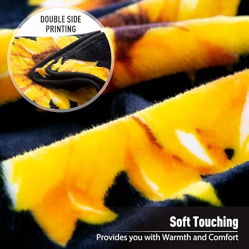 Miniatura 5 de Jekeno Manta de Regalos de Girasol para Mujeres y Niñas, Regalos de Decoración de Girasoles para Amantes de los Girasoles Adultos y Niños, Linda