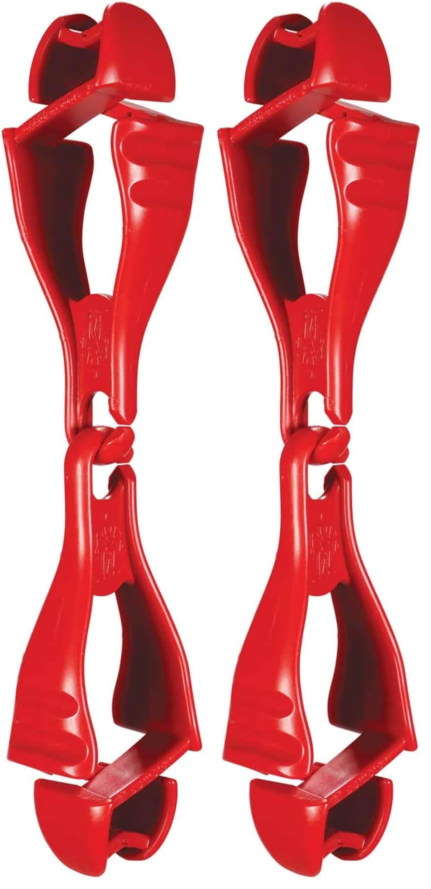 Ergodyne Squids 3400 Glove Clip Holder with Dual Clips, Red, 1 Count (Pack of 2)