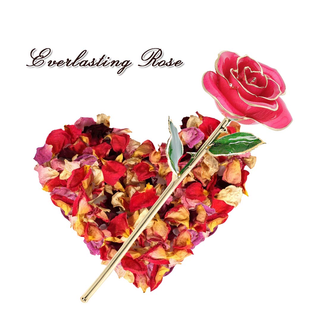 Rosa De Oro De 24 Quilates Ejoyous | Rosa Real Bañada En Oro | Incluye Soporte Y Caja De Regalo | Para Novia, Madre, Amiga