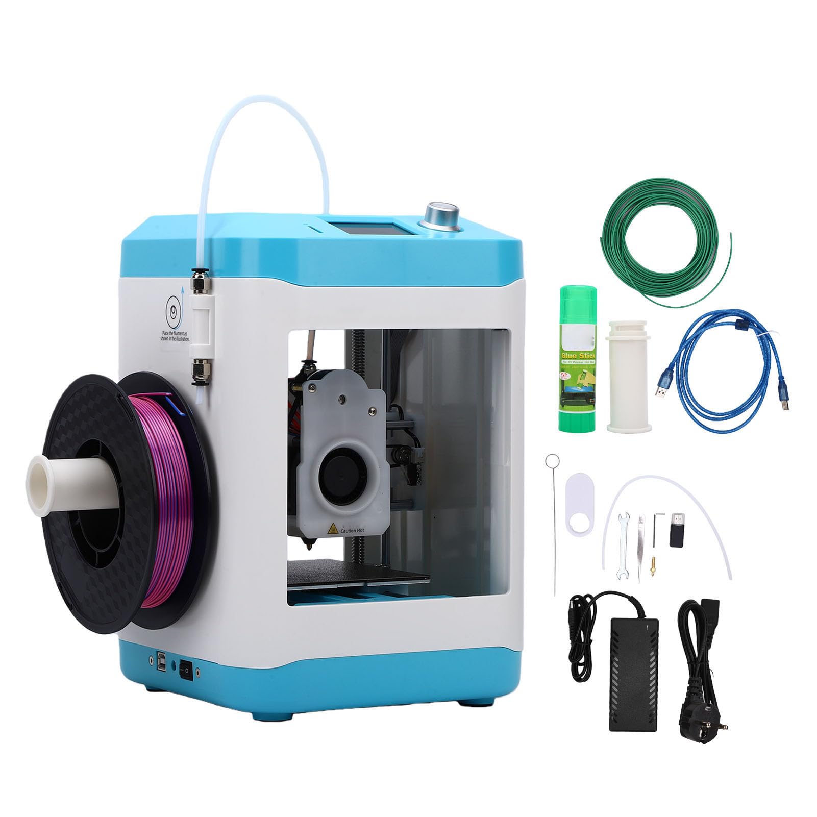 ASHATA Stampante 3D per bambini, design mini facile da usare con livellamento automatico per principianti e progetti scolastici pre-assemblati 3,94 x 4,33 x 3,94 (presa UE)