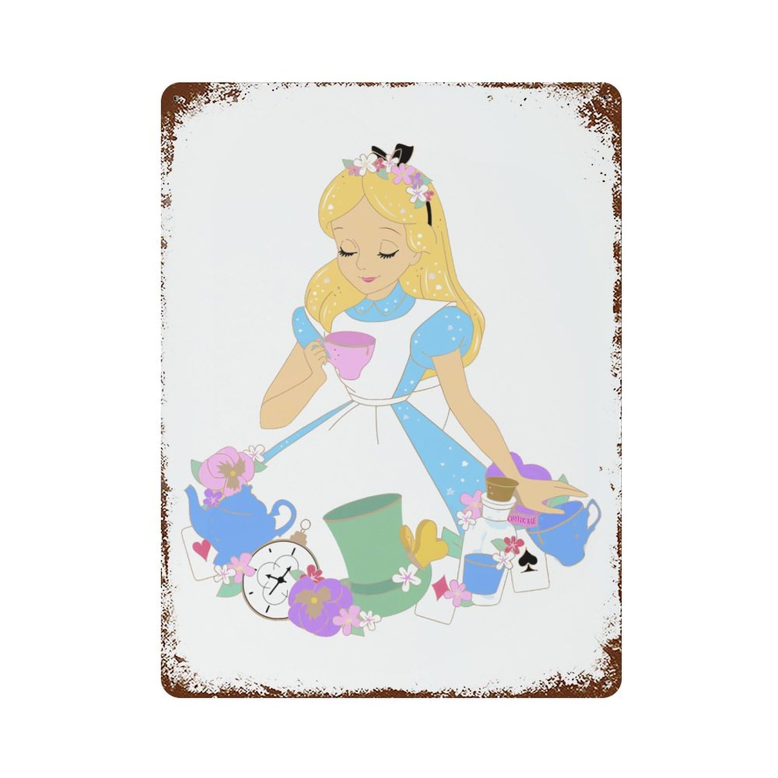 Amazon.co.jp: ブリキの絵 不思議の国のアリス ブリキ看板 メタル