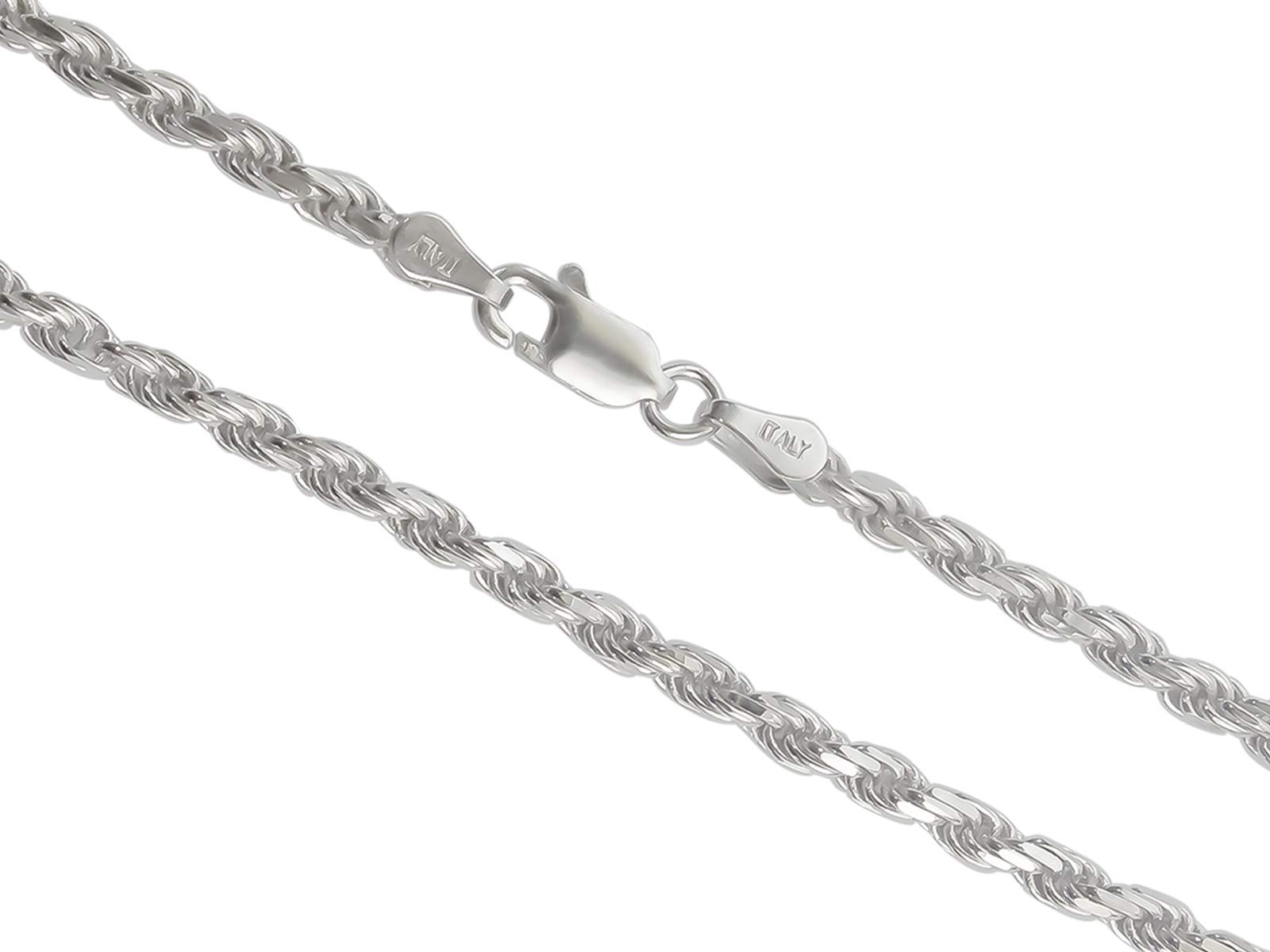 AKA Gioielli Cadena Soga 2.8 mm Plata De Ley Esterlina 925 Rodio - Collar Hombre Mujer Longitud: 45 50 55 60 70 80 cm