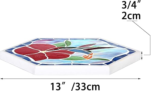 Miniatura 5 de Bieye MSS003 Tiffany Style - Mosaico decorativo para decoración de jardín (13 pulgadas hexagonal, colibrí)