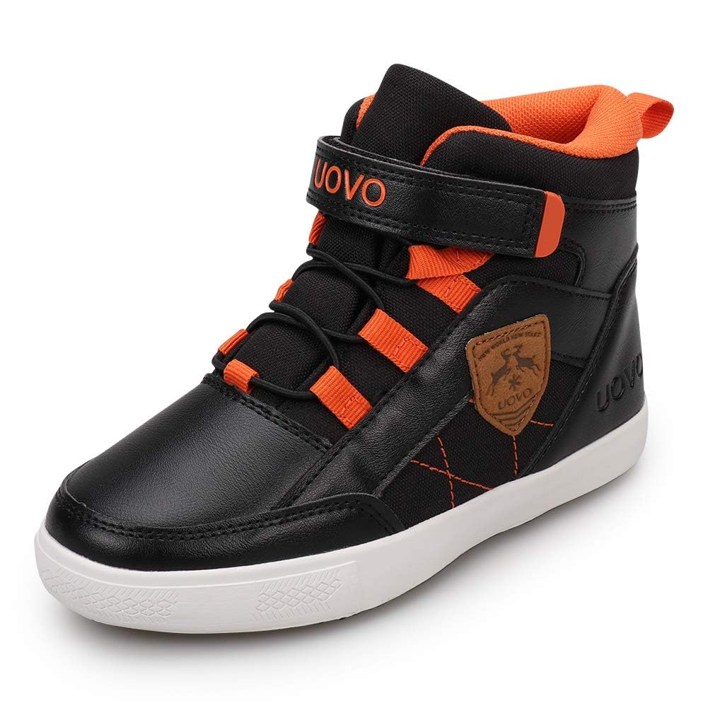 UOVO Kids Boys Shoes Water Resistant Boots Non-Slip Mid-Top Skateboarding Childern Athletic?13.5 Little Kids, Black Mesh?