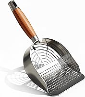 DHXYZZB 304 Stainless Steel Cat Litter Scoop with Wooden Handle - Heavy Duty Dual Sifting Litter Shovel for Efficient Box Cleaning