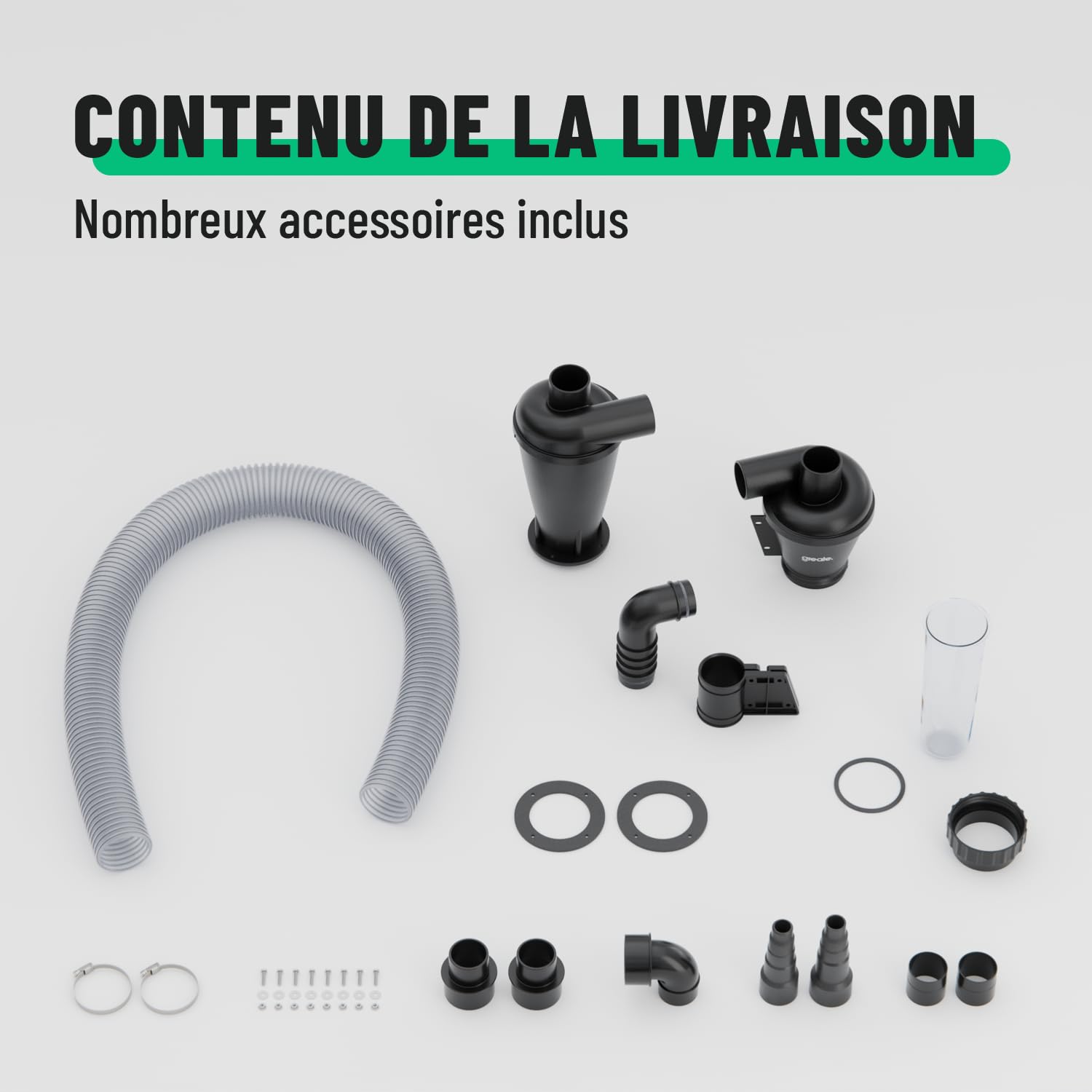 greate cyclone aspirateur bois avec 2 étages - Aspiration cyclonique atelier mobile ou fixe - Séparateur de poussière kit cyclonique - Dust commander - aspirateur cyclone copeaux