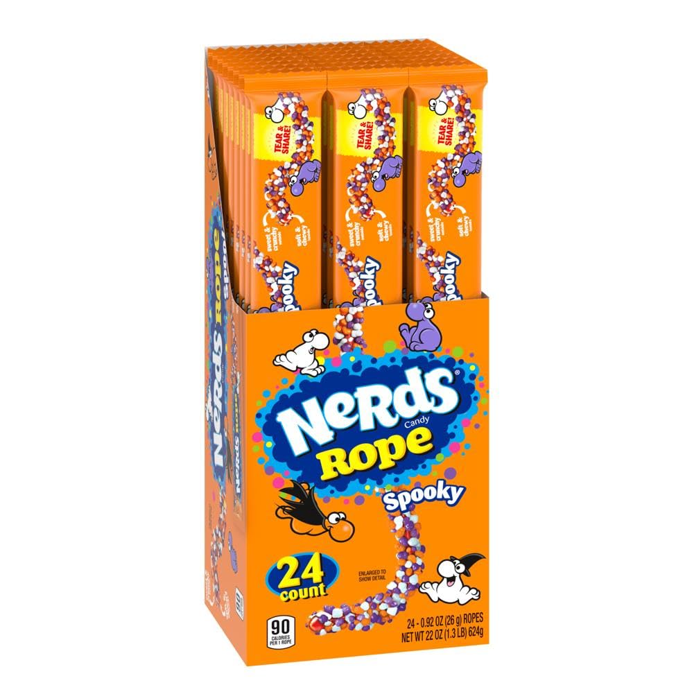 NerdsSpooky Ropes Candy, Halloween Trick or Treat Packs, 0.92oz (Pack of 24)