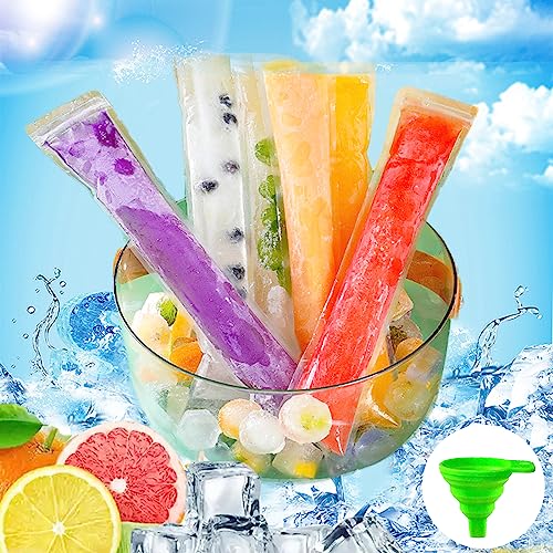 100 sacos de gelo de água, moldes para gelados, palhetas de gelado, para iogurte, sumo e batidos, saco de água com funil, sacos de água com fecho de correr (22 x 6 cm)