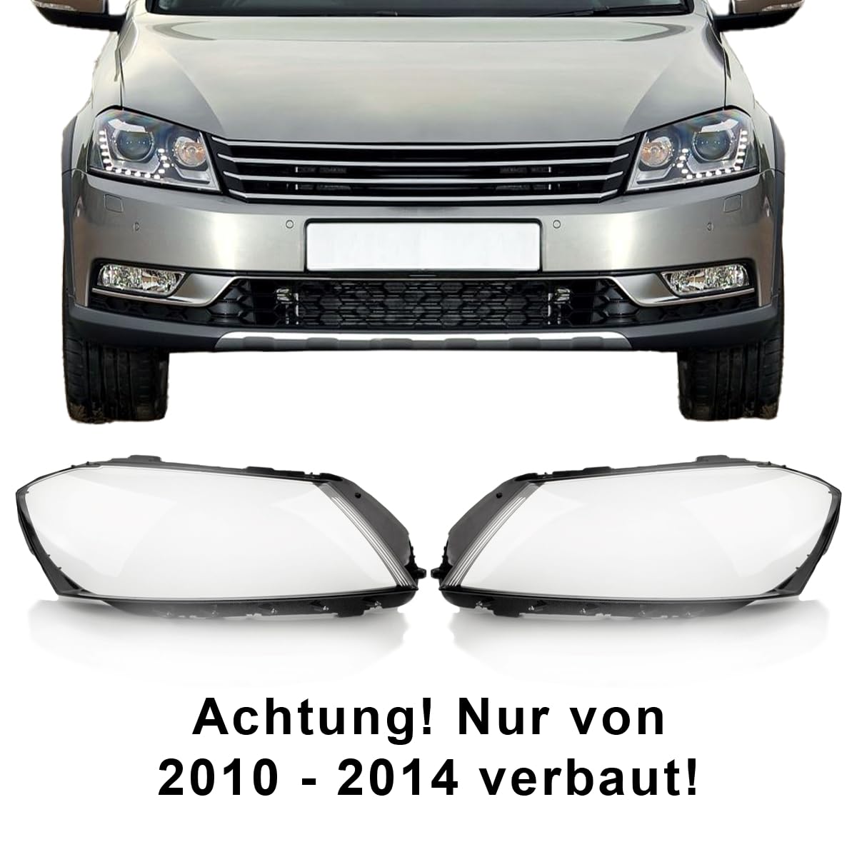 LST 2x Scheinwerferglas Streuscheibe Halogen Xenon links rechts Set kompatibel mit VW Passat B7 362 365 Limousine Alltrack Variant 2010-2014