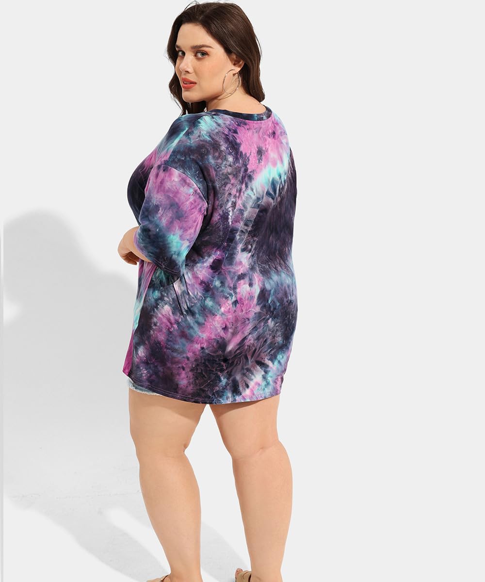 RITERA Plus Size Tops for Women Oversized Summer Basic V Neck Short Sleeve Henley Shirt Casual Tunic Shirts XL-5XL - Image 5