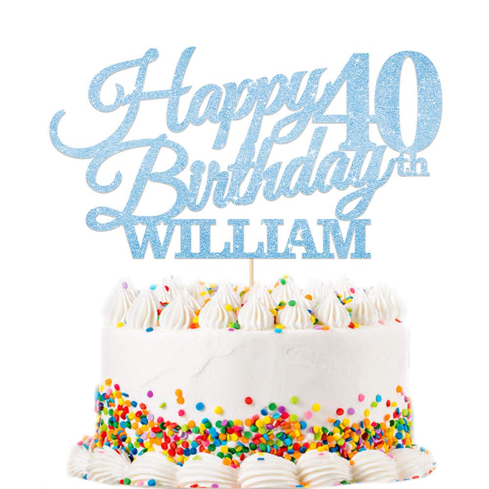 EDSG Personalised Happy Birthday Cake Topper - Custom with Any Name Any Age 16th, 18th, 21st, 30th, 50th, 60th, 80thοΌ 90th Cake Decoration - Multicolours Double Sided Glitter Paper Hand Finished in UK