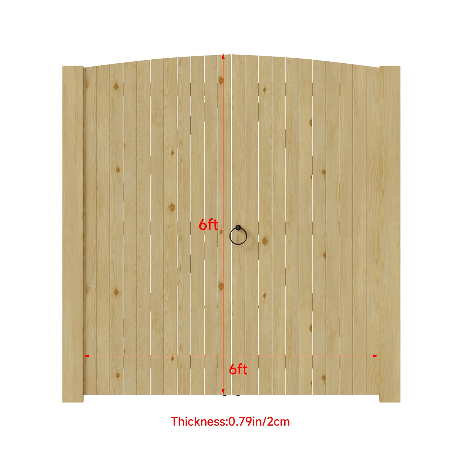 INMOZATA Double Garden Gates,Wooden Drive Way/Pedestrian Gate with Lock and Knocker Heavy Duty Swing Gates for Garden Animal Sheds Farm entrances(6ftwide*6ft high) — view 2