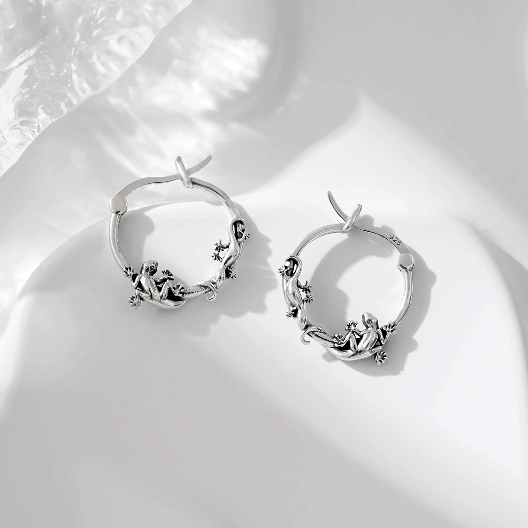 CHIC & ARTSY 925 Sterling Silver Spider/Gecko/Octopus Hoop Earrings for Women Girls