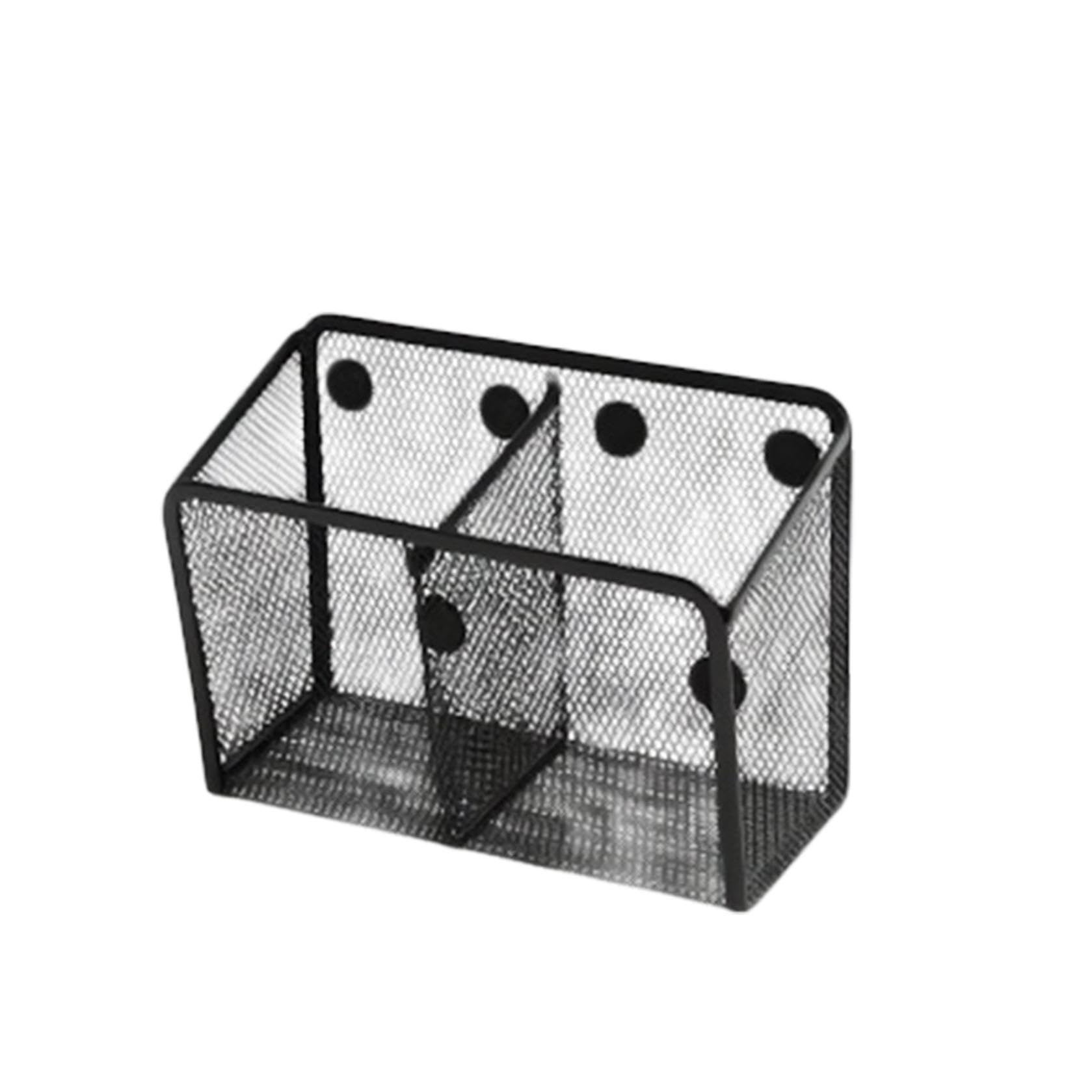 Magnetischer Stifthalter, Stifthalter aus Metall, magnetischer Aufbewahrungskorb, Spind-Organizer, Whiteboard-Marker-Halter, Kühlschrank-Organizer mit Netz-Design