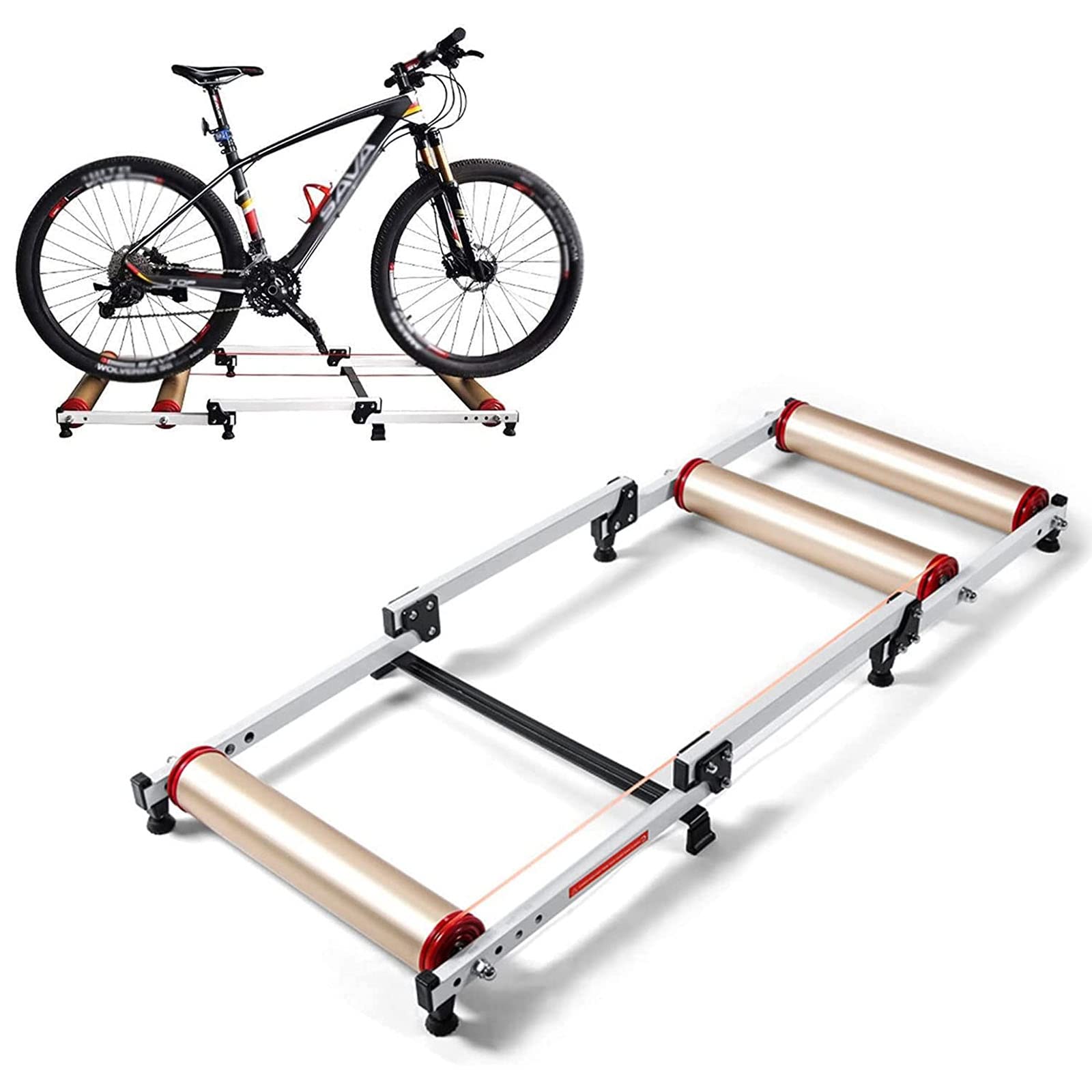 Rodillo de Bicicleta para Interior, Plataforma de Entrenamiento Bicicleta Plegable, Entrenador Rodillos Ajustable con 130 * 52 cm 5 Delanteros Ajustables Un diámetro Rueda 16-27 Pulgadas