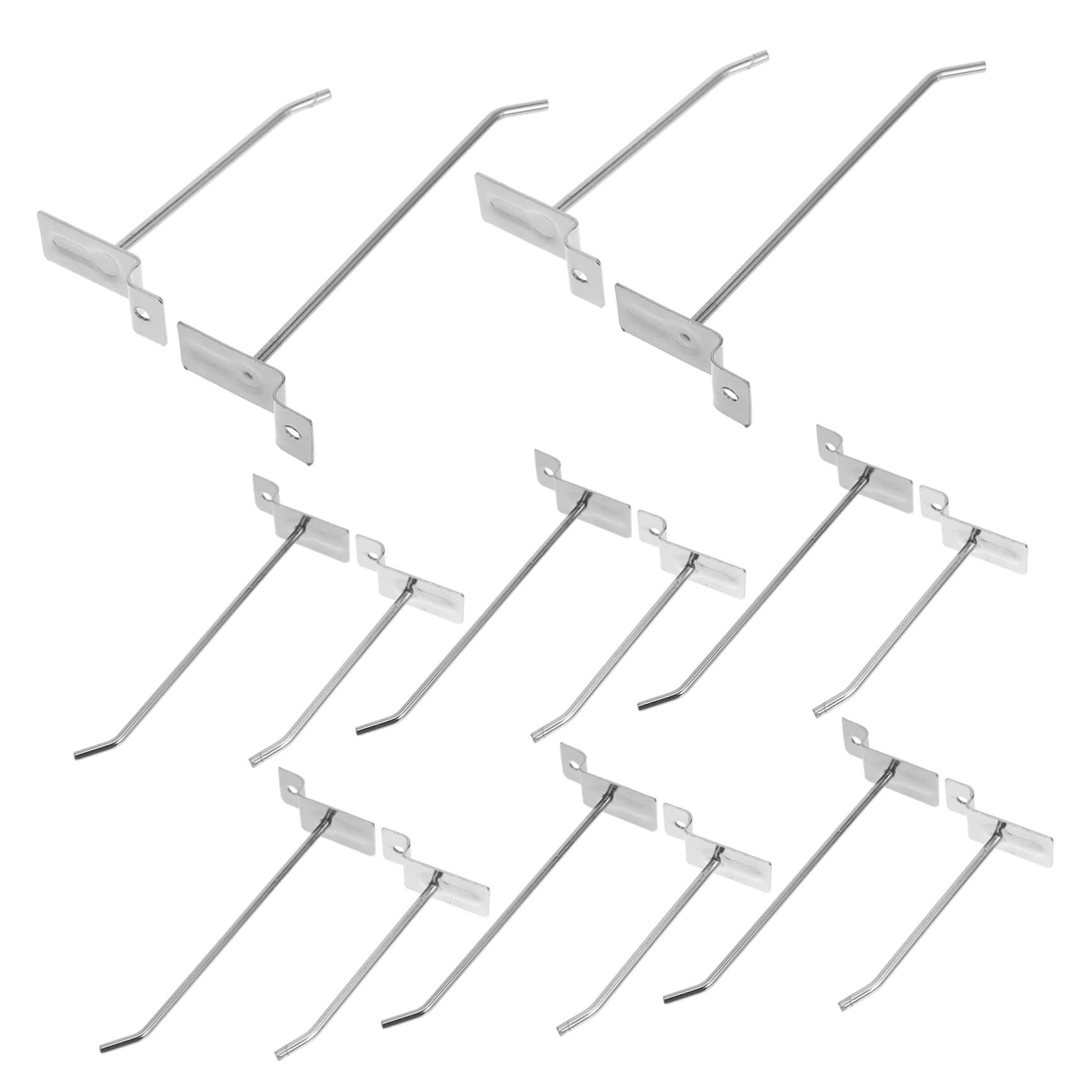 Unomor 50pcs Hooks Slat Wall Hanging Hooks for Retail Display Space Saving Design for Organizing Garage Shop Accessories Silver