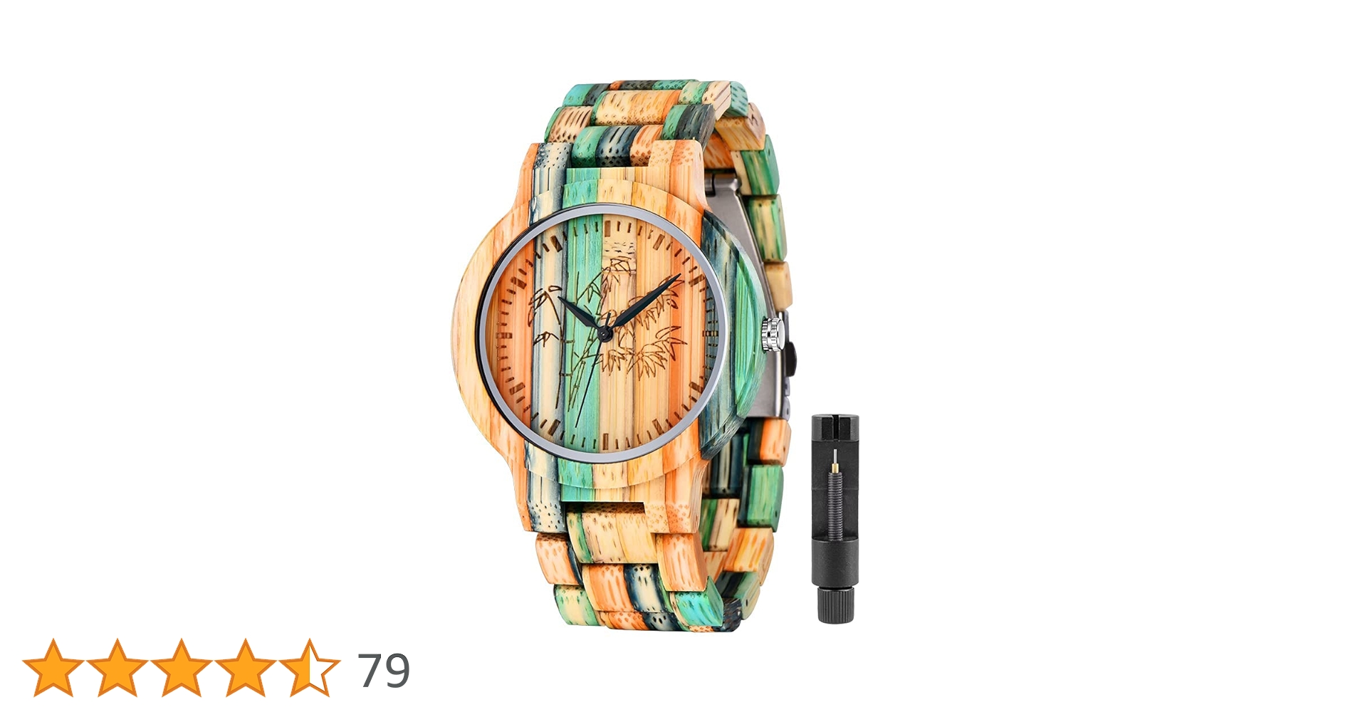 Amazon | Tiong ブランド 木製腕時計 メンズ ハンドメイド カラフル 竹