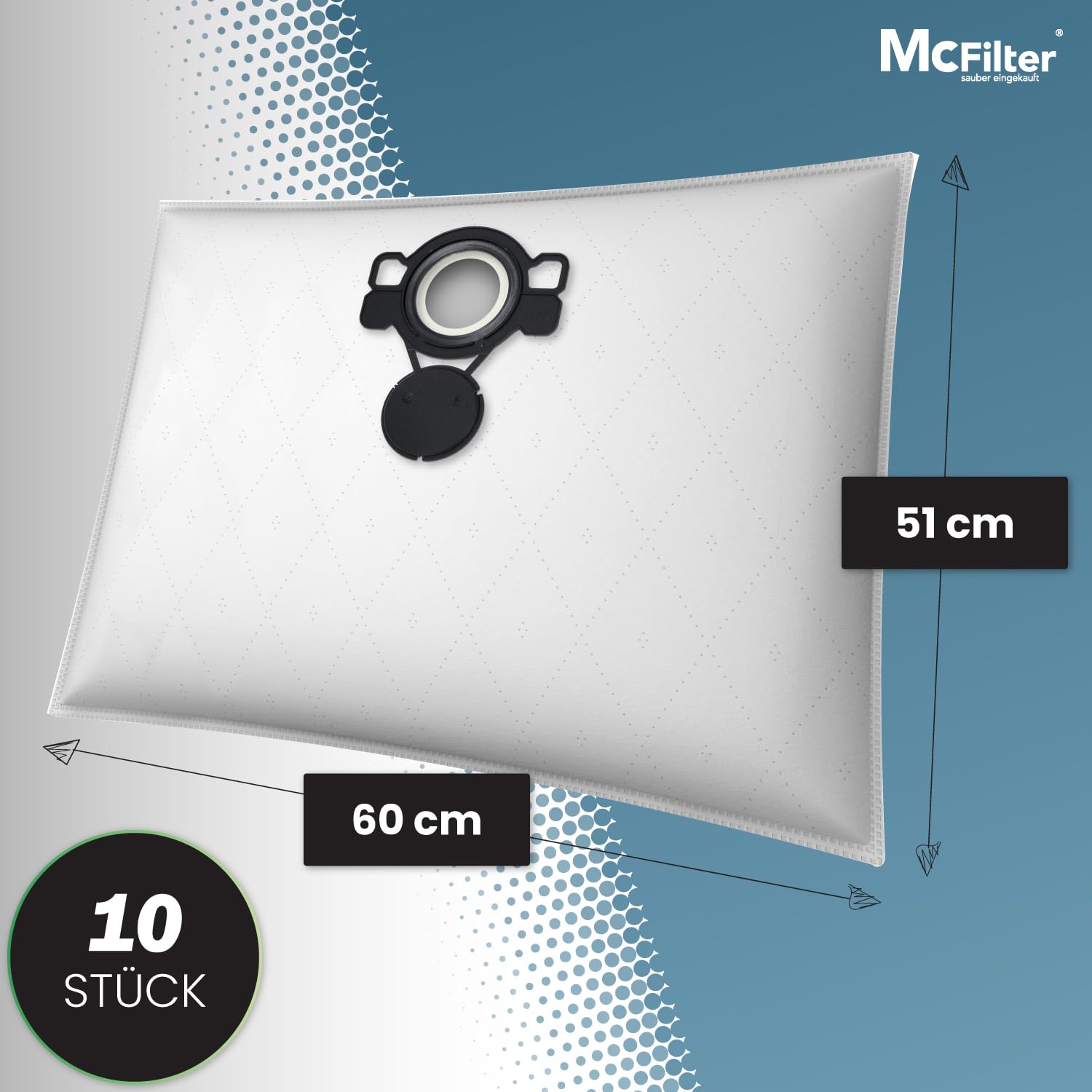 McFilter 10 bolsas de aspiradora compatibles con Nilfisk | Attix 30 | Attix 3 | IVB 3 | Compatible como 107419591 | Microfieltro de 3 capas con cierre higiénico | Cubierta de plástico