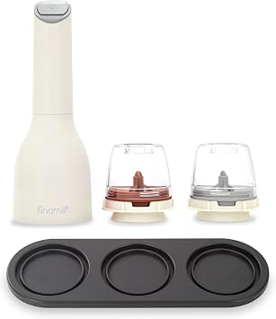 FinaMill Classic Battery-Operated Spice Mill Bundle with Black Trio Stackable Tray One-Handed Grinder with Interchangeable Pods with Adjustable Coarseness - Valentines Day Gifts for Food Lovers