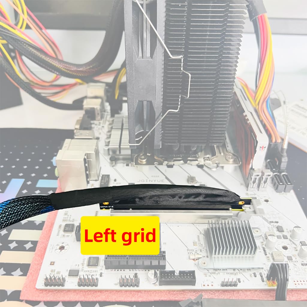 JMT PCIE 4.0 X16 Verlängerungskabel, 32 GB, GEN4, geflochtenes Netzgewebe, für AI-Server, Grafikkarte, biegbarer GPU-Adapter (30 cm, 16AD4 links-links)
