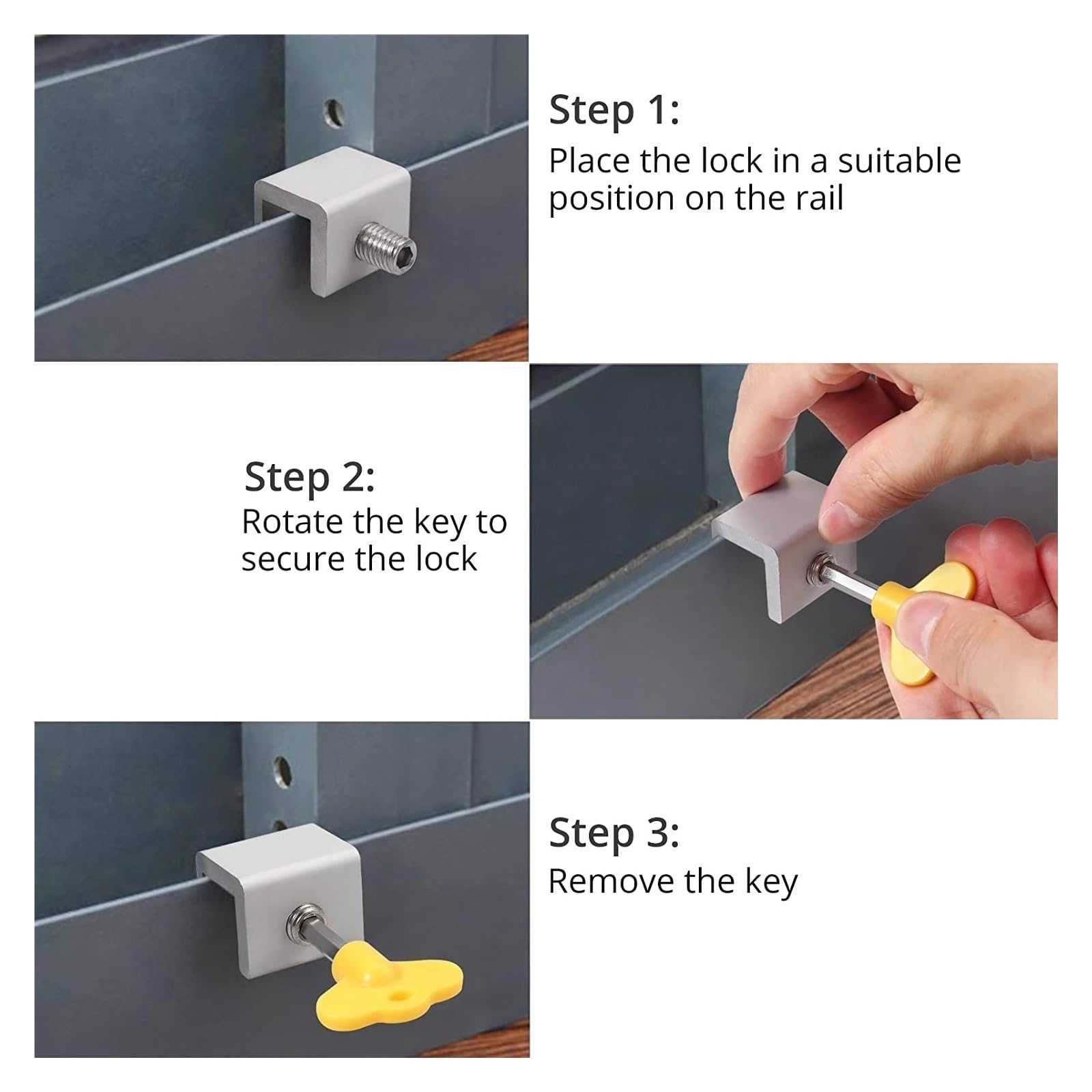 topes para cerraduras de Ventana, Restrictor de Cerradura de Llave de Seguridad for Ventana de Puerta corrediza de 7,8 a 16,5 mm(10.5mm)