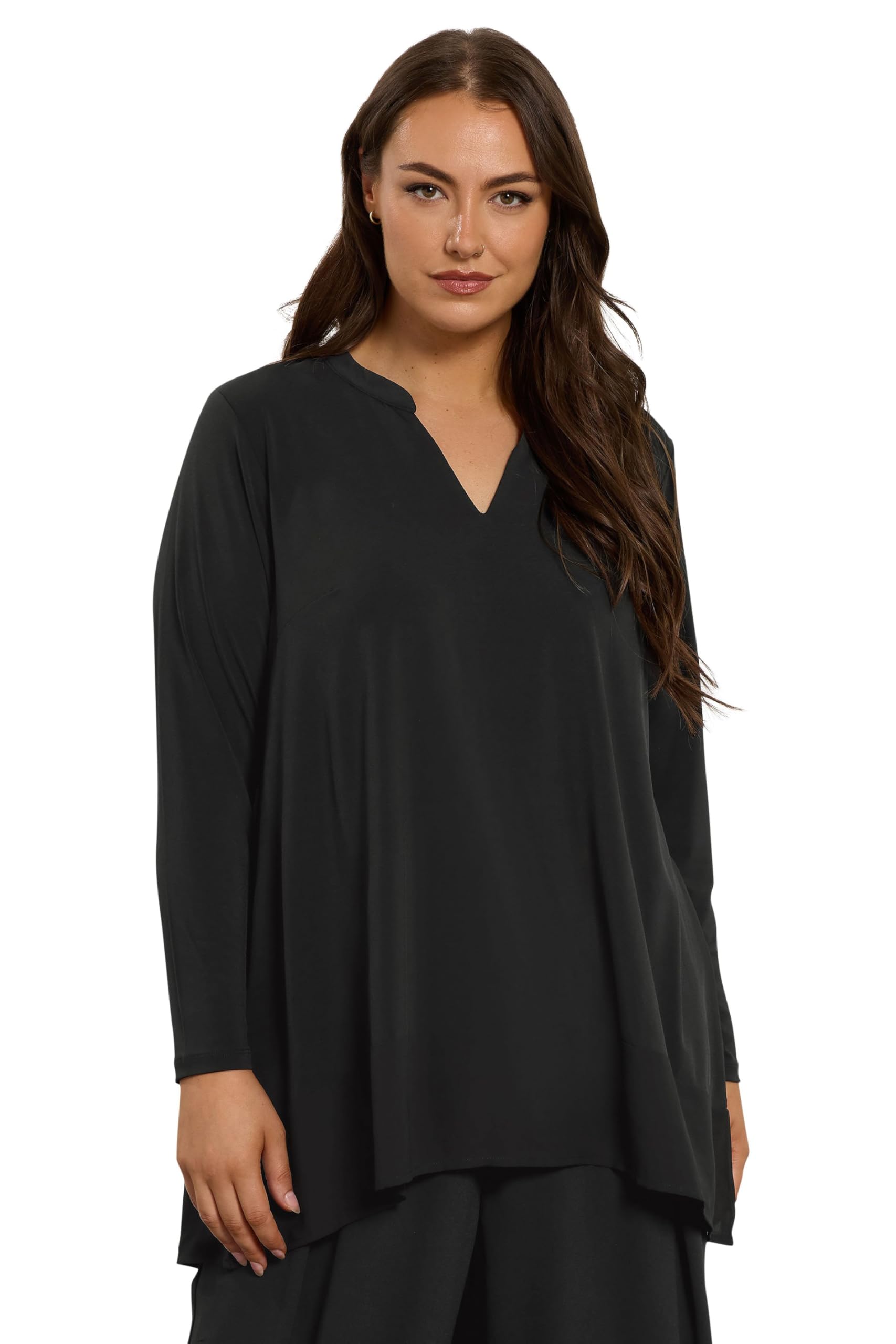 Evans Women's Black Curve Chiffon Hem Blouse - Plus Size Curve