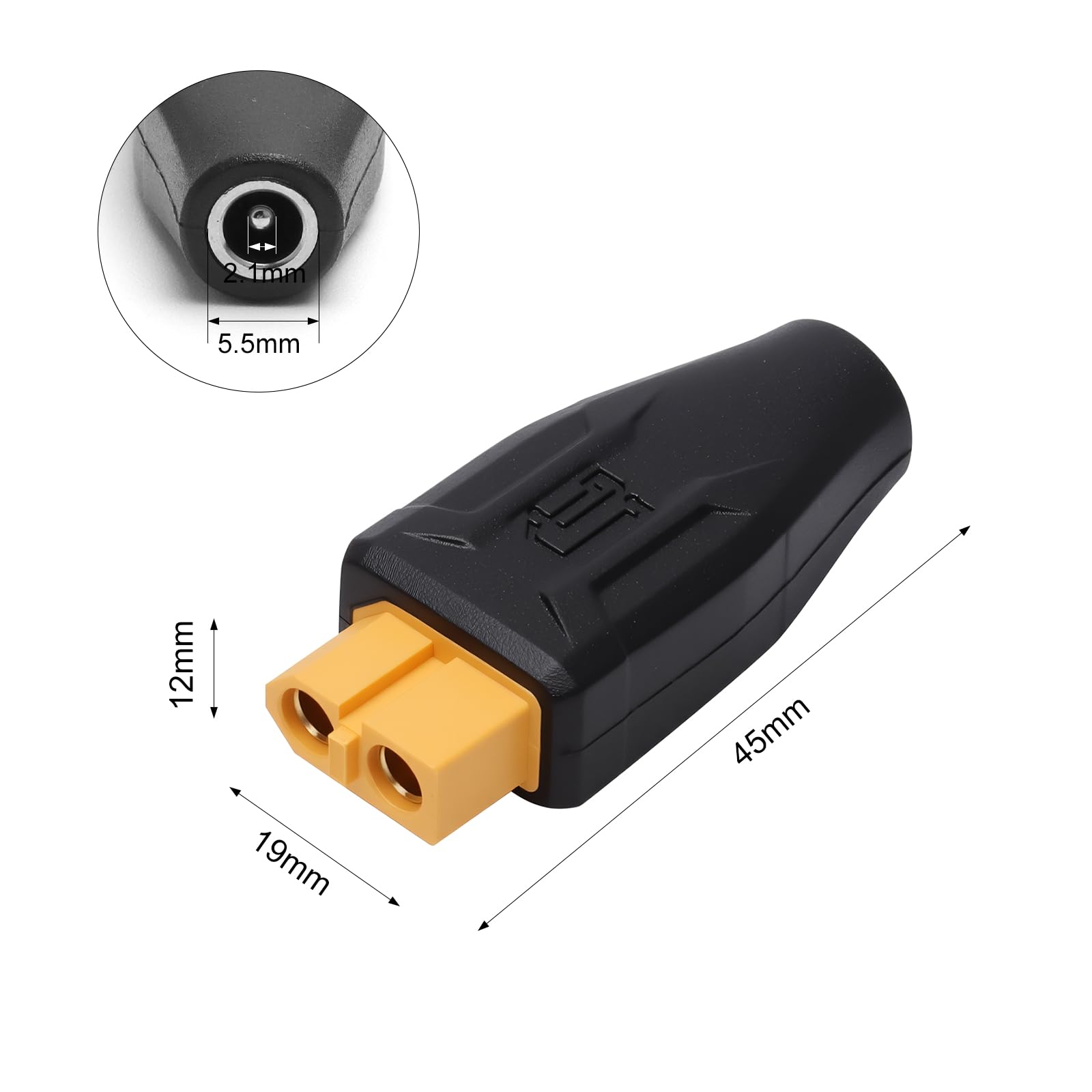 TNSLAND 2 sztuki XT60 wtyczka 5,5 mm x 2,1 mm bezprzewodowa, adapter do monitora FPV, zasilania, TS100, baterii Lipo, samochodu RC