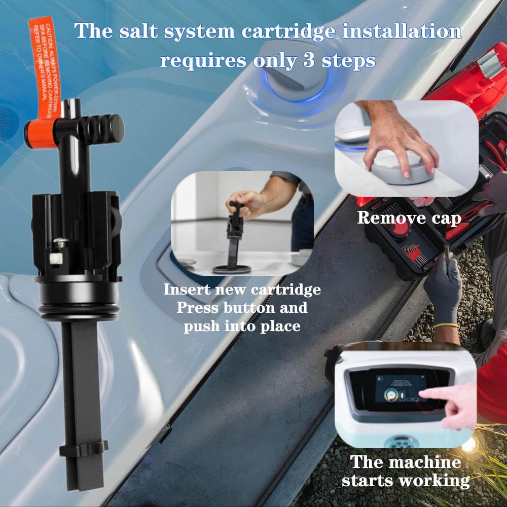 Salt Cartridge for Hot Springs Spa, Replacement for Fresh Water Salt System Cartridge Gentle on Your Eyes and Skin Suitable for Hot Springs and Caldera Series 6 Months, 1 Pack