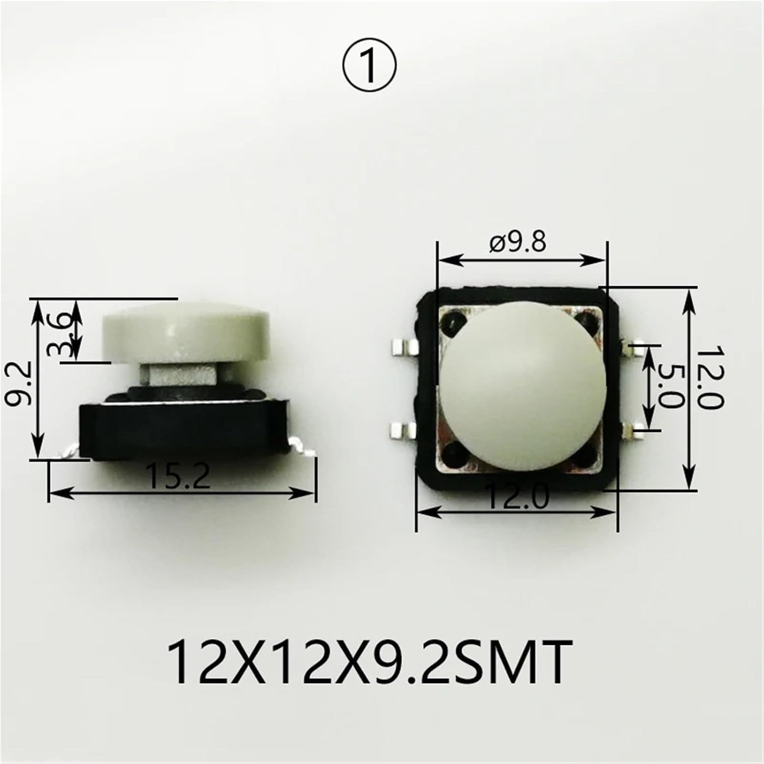 10Sets 12x12mm Momentary Tact Switch Add Plastic Caps Height 9.2mm Push Button Switch 4PIN SMT DIP PCB Mounting Button(Only Switch DIP)