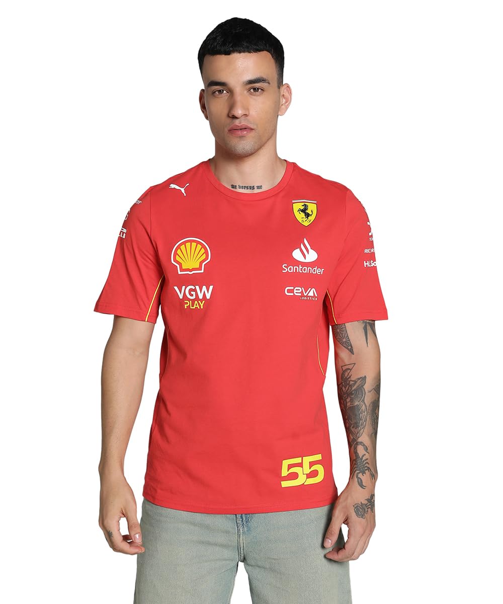 Puma Men's Burnt Red Scuderia Ferrari 2024 Carlos Sainz Tshirt - Size: Medium