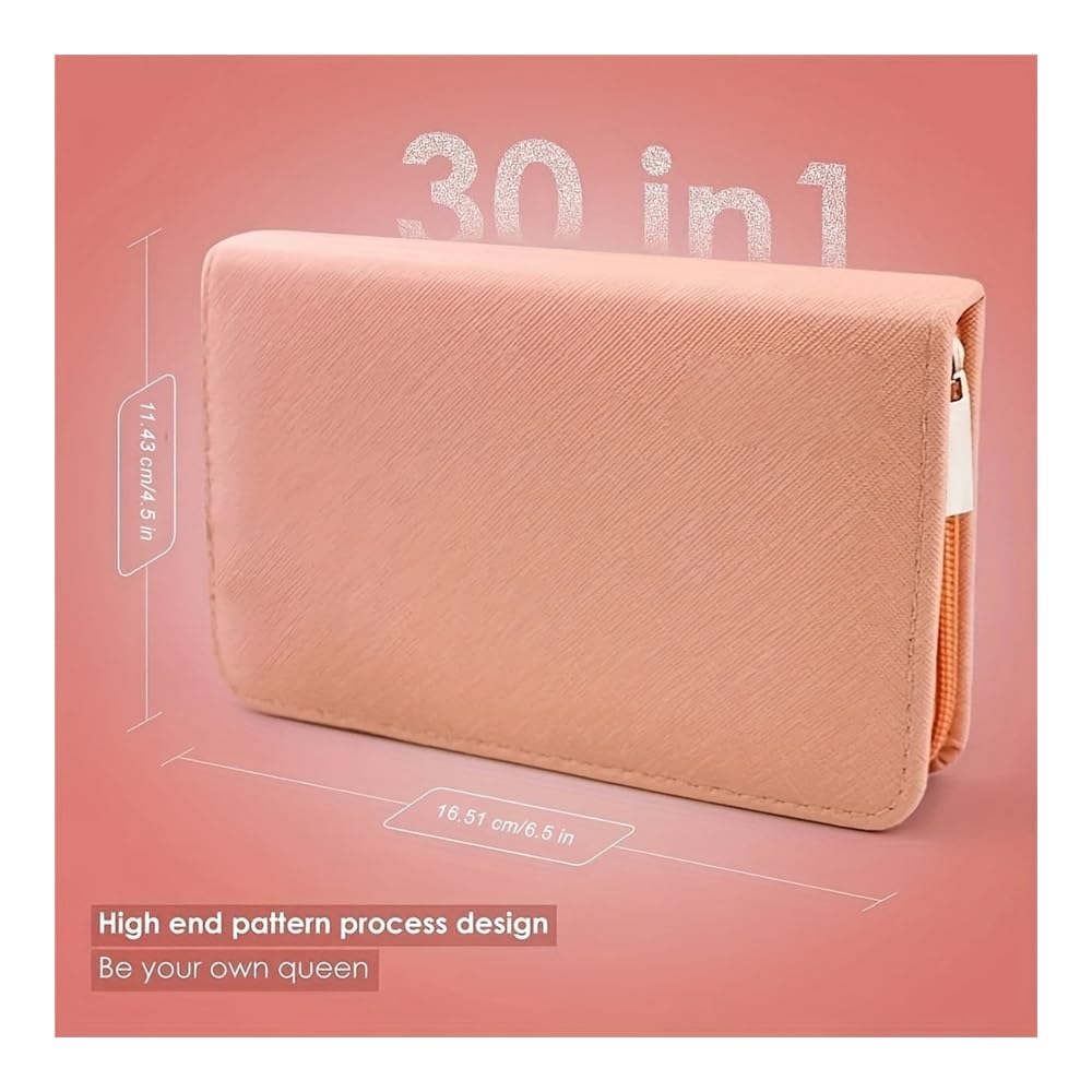 Kit de manicura para mujer, Juego de manicura rosa de 30 uds, juego de cortaúñas profesional, Kit de manicura sólido de acero inoxidable, Kit de cuidado de uñas con estuche rosa for San Valentín(Pink)