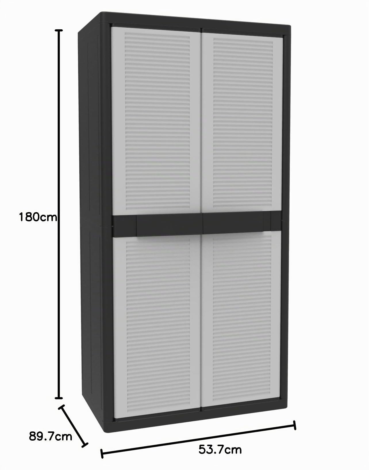 Terry, Jumbo Cab 2900 Qblack, Armadio da Esterno Interno a Due Ante, 3 Ripiani Interni Regolabili. Materiale: Plastica, Dimensioni: 89,7x53,7x180 cm