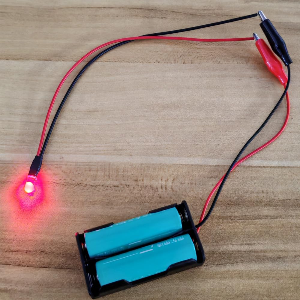 Gebildet Portabatterie Doppio AA, Portabatterie AA da 2x 1.5 V con Cavi con Clip a Coccodrillo, Portabatterie AA con Cavi con Clip a Coccodrillo (Confezione da 6)