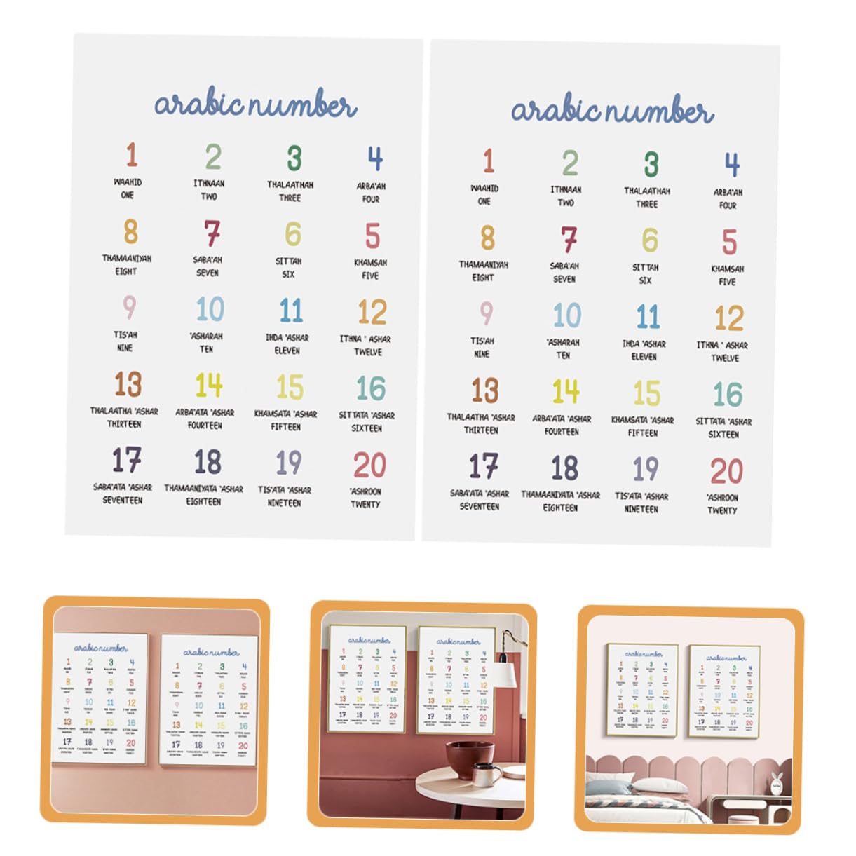 SHINEOFI 3 Set Poster Educativi Arabi Per Poster Arabper Decorare Camera Scuola E Apprendimento 2 Pezzi*3