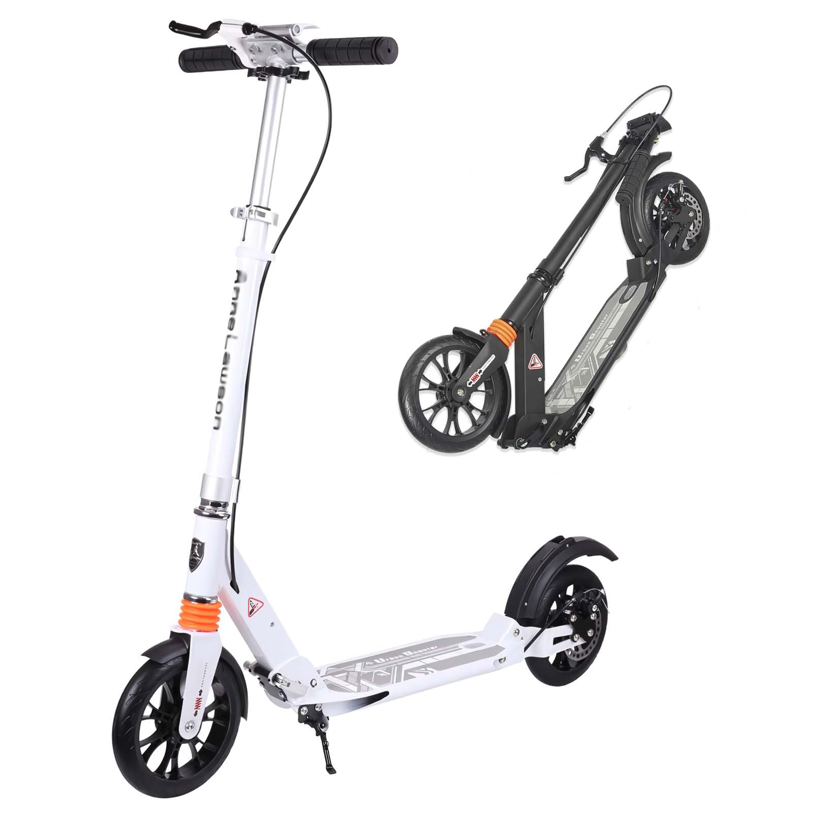 Kick Scooter for Adults - 8" Big Wheels Foldable Scooter for Kids Ages 10+,Teens & Adults, Adjustable Handlebar, Disc Brake& Suspension, Lightweight Aluminum Frame Up to 250+ lbs