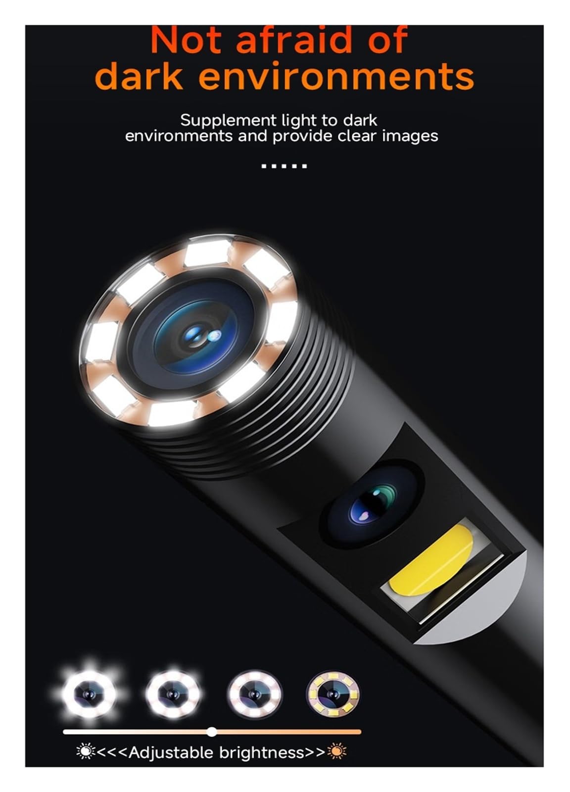 Endoskop z dwoma obiektywami 8 mm, endoskopia z 9 diodami LED z haczykiem, 4,3-calowy ekran HD 1080 P Boroskop do inspekcji rur typu c IP67 Wodoodporny Widok szerokokątny