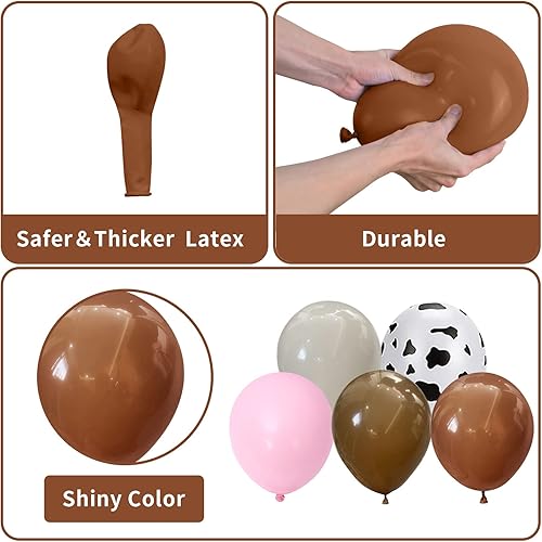 Miniatura 3 de Kit de arco de globos con estampado de vaca, 121 unidades, color rosa, nude, marrón, bronceado, albaricoque, vaca, arco de globos de diferentes
