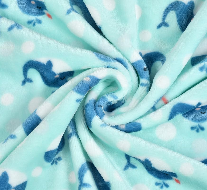 Image of Florida All Season AC Baby Blanket Swaddler Wrapper Flannel Soft and Comfortable for 0-5 Years Babies with Dolphin Print-Dolphin Blue
