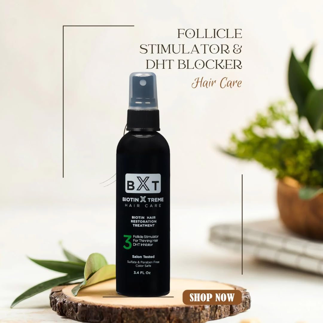 Biotin X Treme spray do odbudowy włosów, naturalny bloker DHT i stymulator pęcherzyków do przerzedzania włosów i wypadania włosów, serum bez leków, S