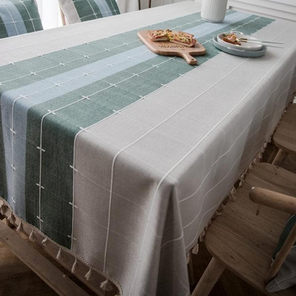 Manteles Mesa Antimanchas Algodón y Lino Transpirable para Bufé Fiesta Cena Boda Picnic y Más Verde Oscuro 140 × 180cm