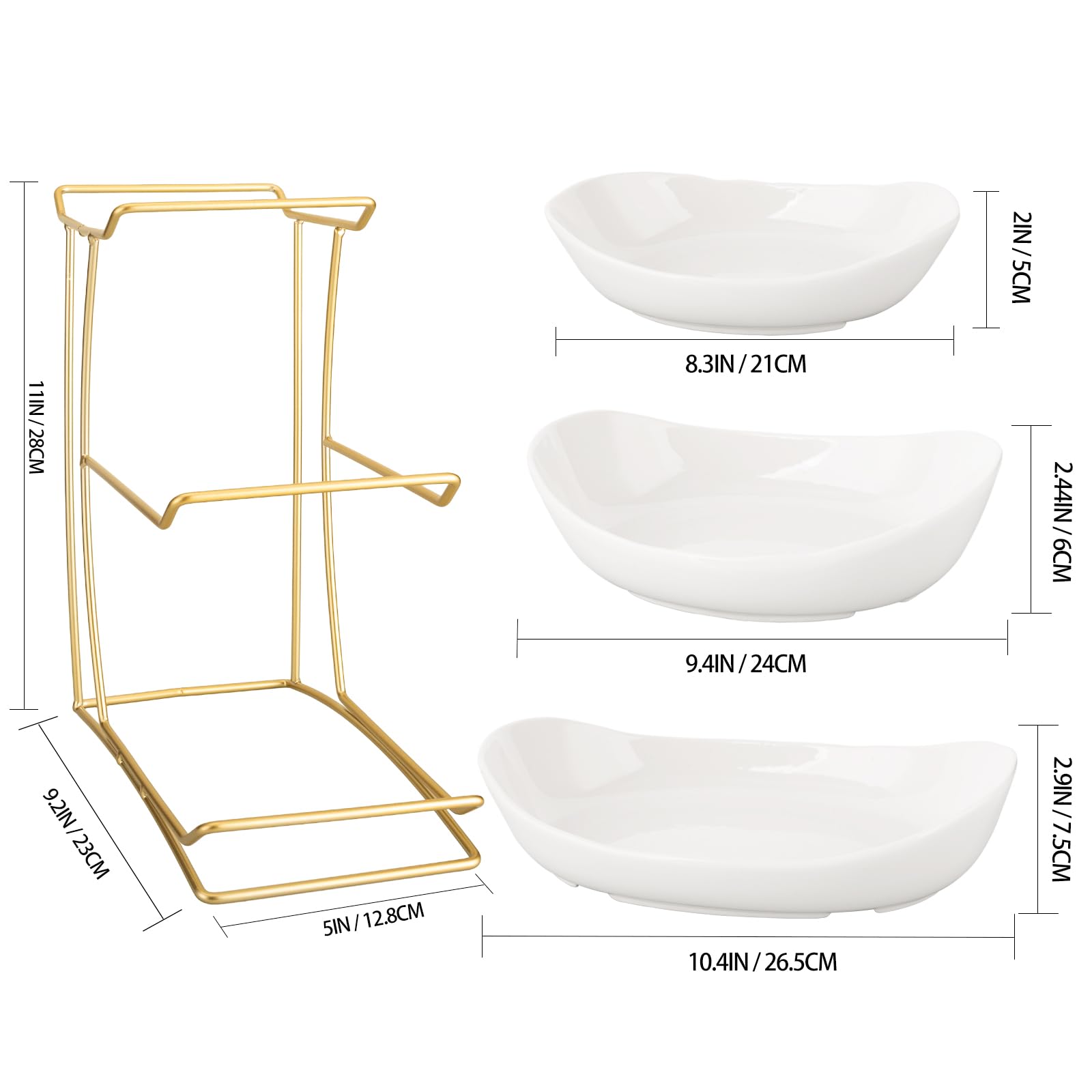 3 Tier Fruit Stand 3 Tier Ceramic Fruit Basket With Bamboo Stand - Large Kitchen Counter Organizer For Fruits & Vegetables Almacenamiento Para Cocina